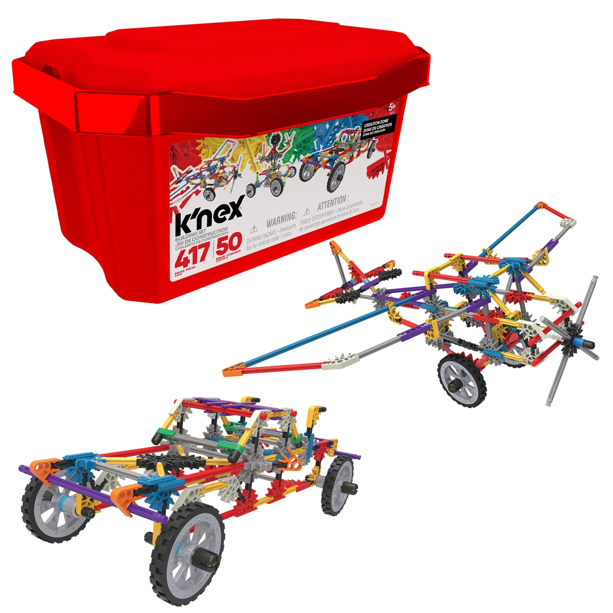 K'Nex Basic Fun Fantasie-Kreationsbereich 50 Modelle Baukasten, 417-teiliges Lernset, Technikspielzeug für Kinder, Konstruktionsspielzeug ab 5 Jahren, inkl. Aufbewahrungsbox - Image 5