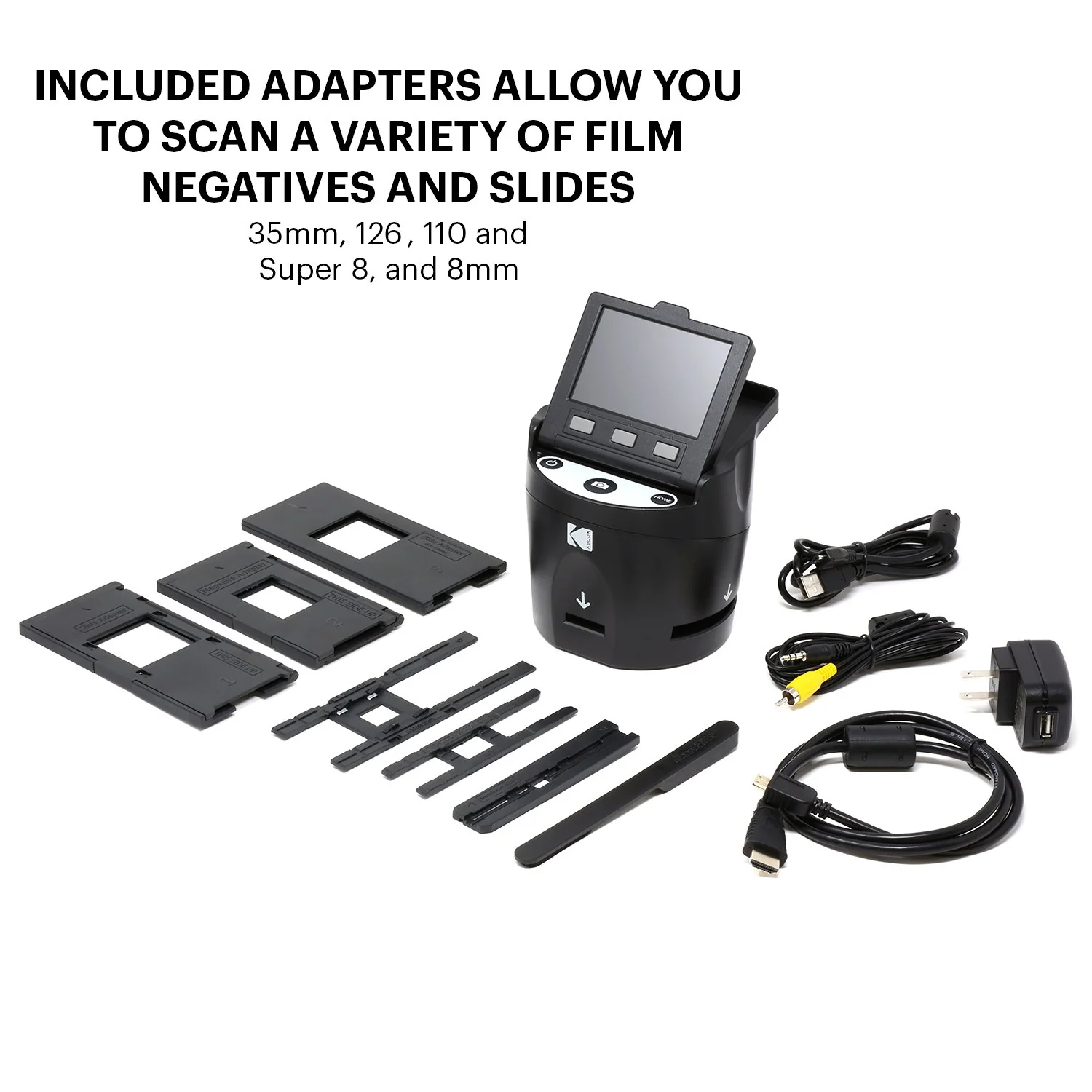 KODAK Digital Film Scanner, Konvertiert Negative und Filmdias 35mm, 126, 110, Super 8 und 8mm in JPEG inkl. großem neigbarem 3,5-Zoll-LC-Display und EasyLoad-Filme RODFS35 Schwarz - Image 6