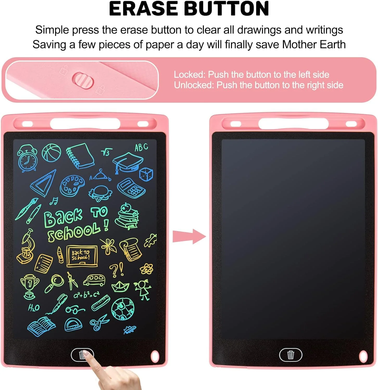kogabanny 2 Stück LCD Schreibtafel Zeichenbrett Bildschirm 8,5 Zoll Umweltfreundlich Heller Bunten Schrift Pad Lernspielzeug-Geschenk für Kinder 3-10 Jahre altes Mädchen Jungen - Image 6