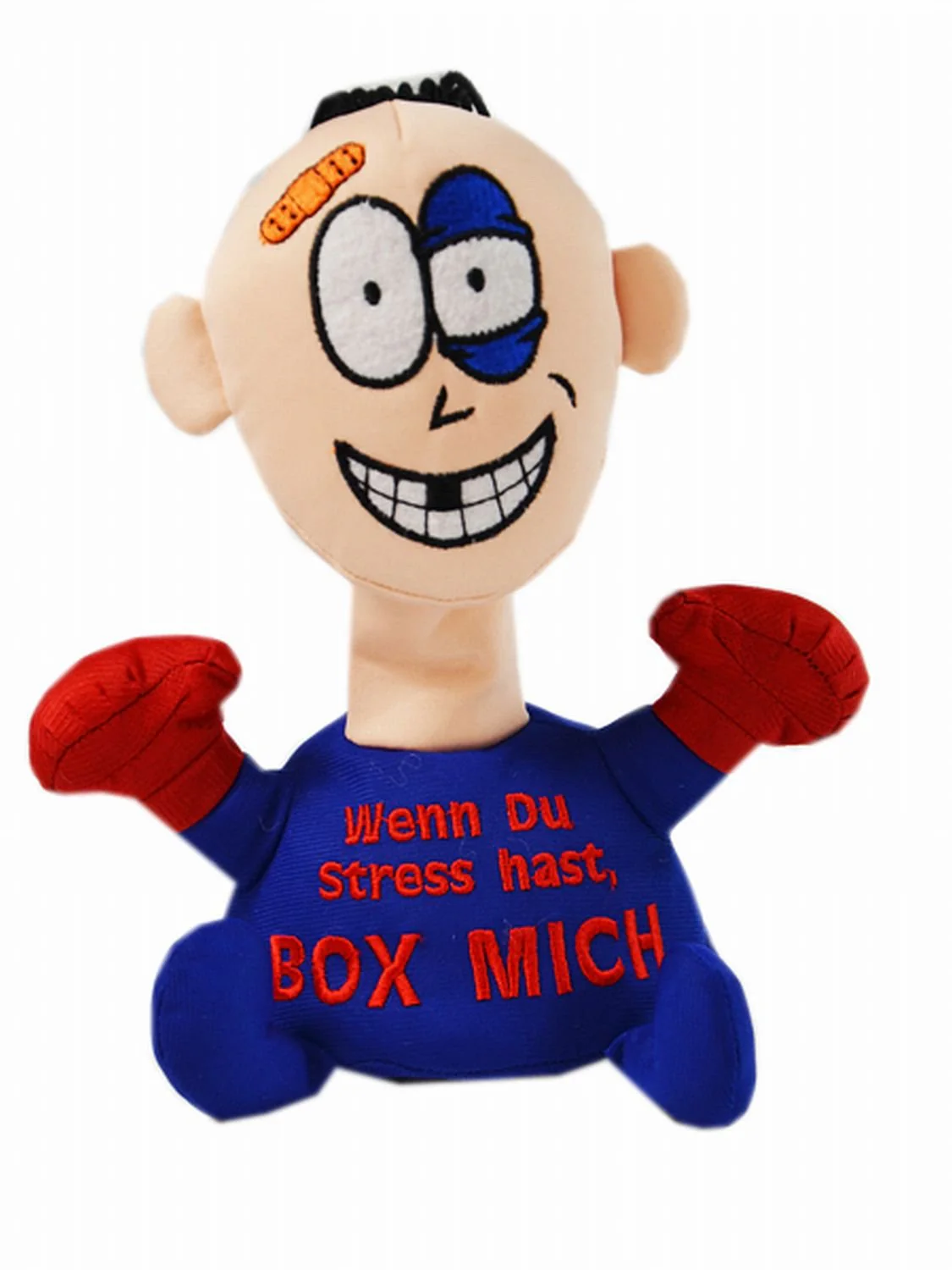 Kögler 75561 - Stoffpuppe Stress - Max mit Aufdruck, Figur mit Saugnäpfen an der Unterseite, ideal zum Abbau von Stress, Wut und Aggressionen, Blauen - Image 4