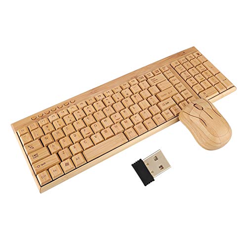 Komfortable kabellose Maus, Bambus-Bambus-Tastatur, ultradünnes Holz für Windows/Ios/Android - Image 2