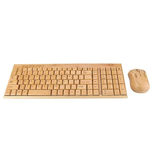 Komfortable kabellose Maus, Bambus-Bambus-Tastatur, ultradünnes Holz für Windows/Ios/Android - Image 6