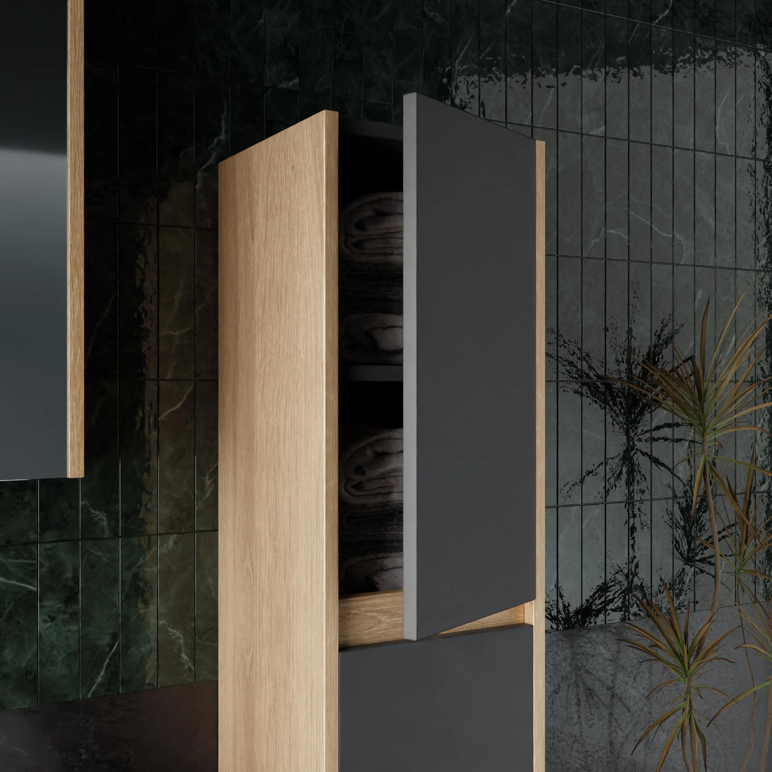 Komplettprogramme Badezimmermöbel Set Dallas 80 cm | Keramikwaschbecken | Spiegelschrank | Unterschrank | Hochschrank | Waschbeckenunterschrank Waschbeckenschrank Badezimmerschrank Badmöbelset - Image 3