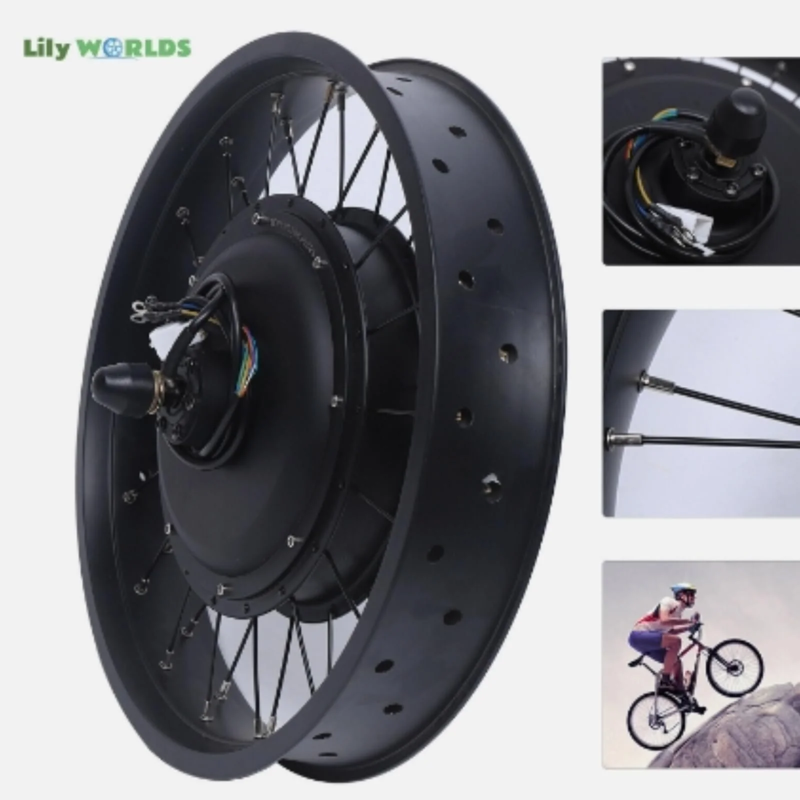 Konfiur 48V 1000W Elektrofahrräder Hub Motor, 20 Zoll Fahrrad Motor Bausatz E-Bike Umbausatz E-Bike Conversion Kit Schwarz mit LCD Display und Hinterradantrieb - Image 5