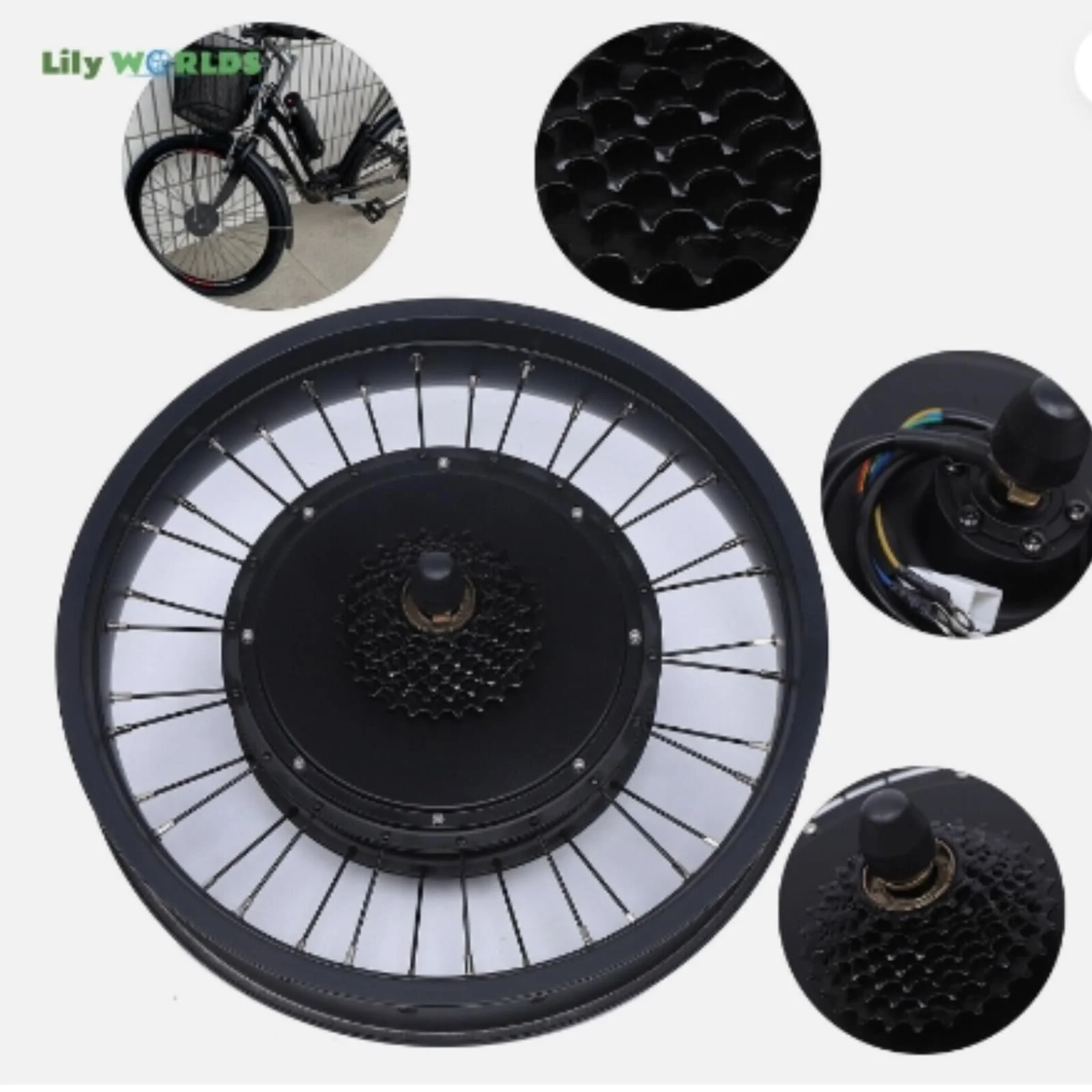 Konfiur 48V 1000W Elektrofahrräder Hub Motor, 20 Zoll Fahrrad Motor Bausatz E-Bike Umbausatz E-Bike Conversion Kit Schwarz mit LCD Display und Hinterradantrieb - Image 6