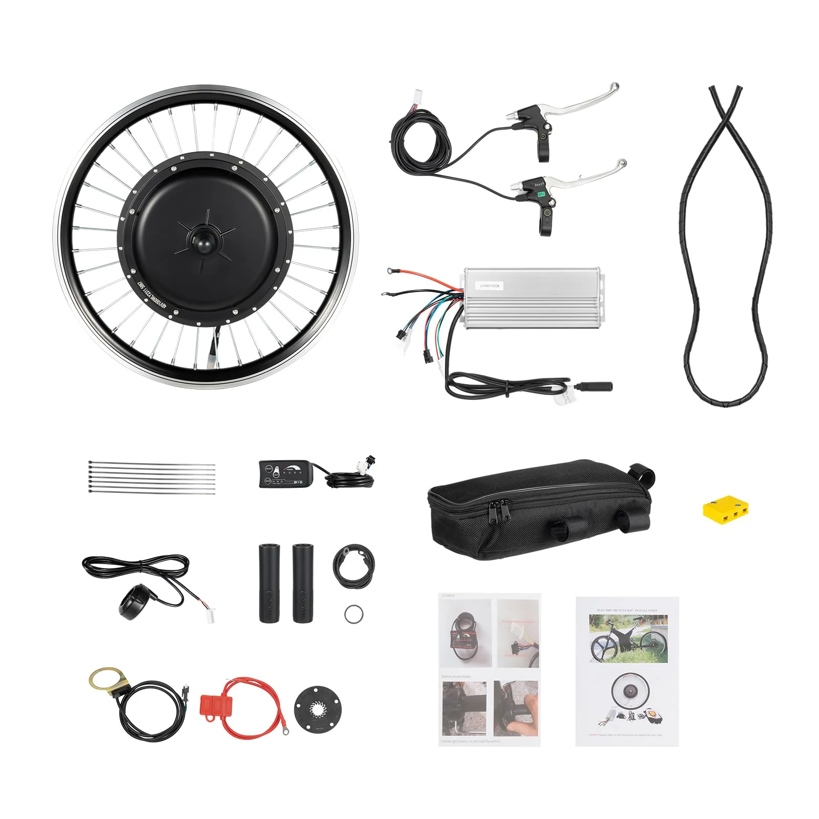 Konfiur 48V 30A E-Bike Umbausatz, 1000W 20 Zoll Ebike Umbausatz mit Akku, 50KM/H Fahrrad Elektromotor Ebike Conversion kit E Bike Nachrüstsatz E Bike Nachrüstsatz mit LED-Anzeige - Image 6