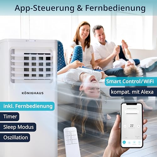Könighaus Smarte Mobile Klimaanlage 7000 BTU für Räume bis 20m² - 4-in-1 - Image 4