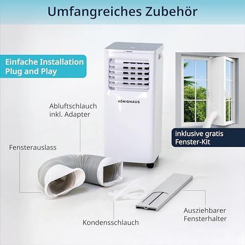 Könighaus Smarte Mobile Klimaanlage 7000 BTU für Räume bis 20m² - 4-in-1 - Image 5
