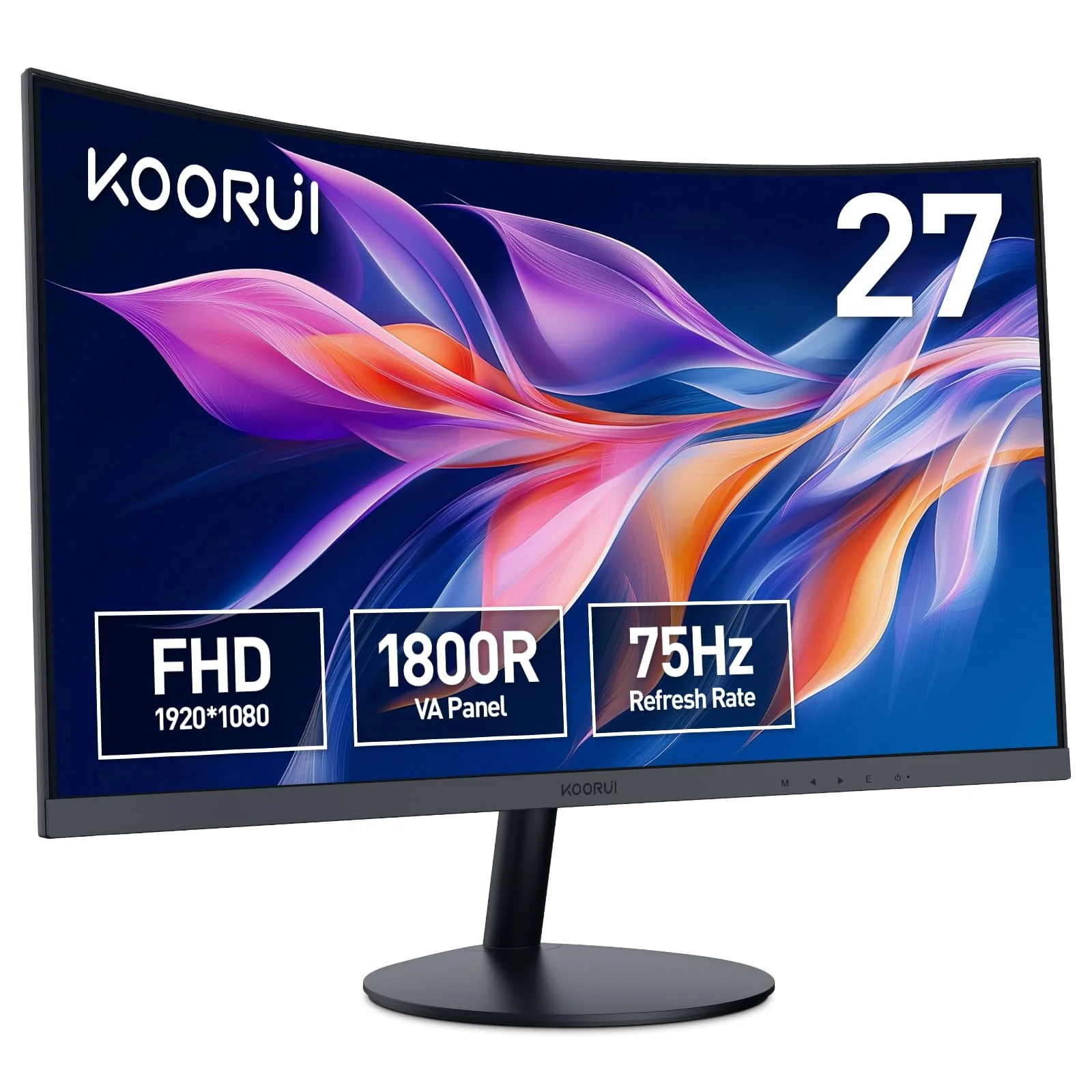 KOORUI Curved Monitor - 27 Zoll FHD Curved Computer Monitor, VA-Panel, 75Hz, Krümmung 1800R, Neigungsverstellung, Augenpflege, HDMI, VGA Gaming Monitor, Schwarz - Image 11