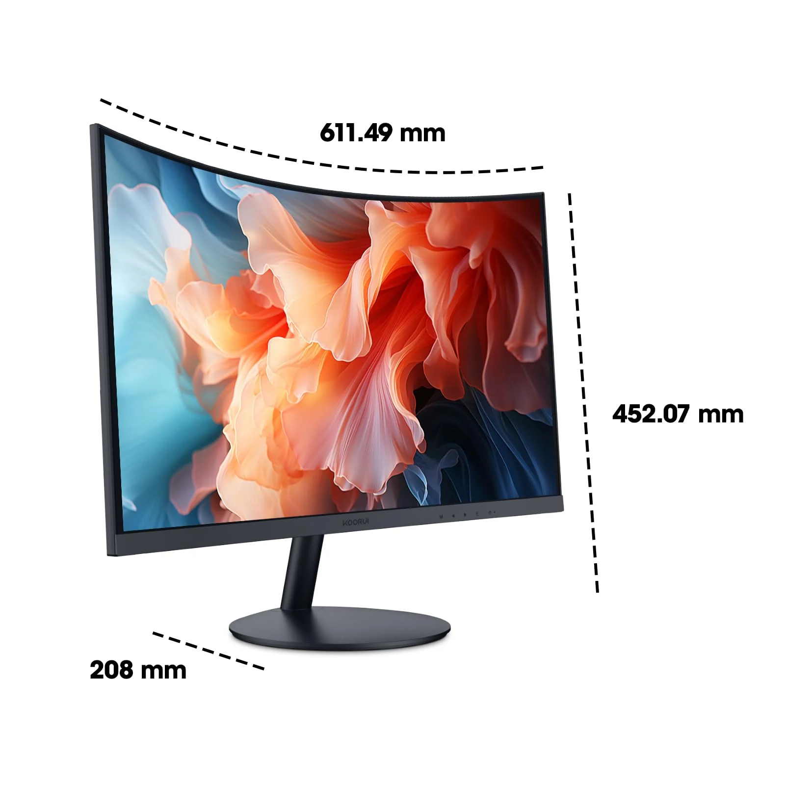 KOORUI Curved Monitor - 27 Zoll FHD Curved Computer Monitor, VA-Panel, 75Hz, Krümmung 1800R, Neigungsverstellung, Augenpflege, HDMI, VGA Gaming Monitor, Schwarz - Image 2