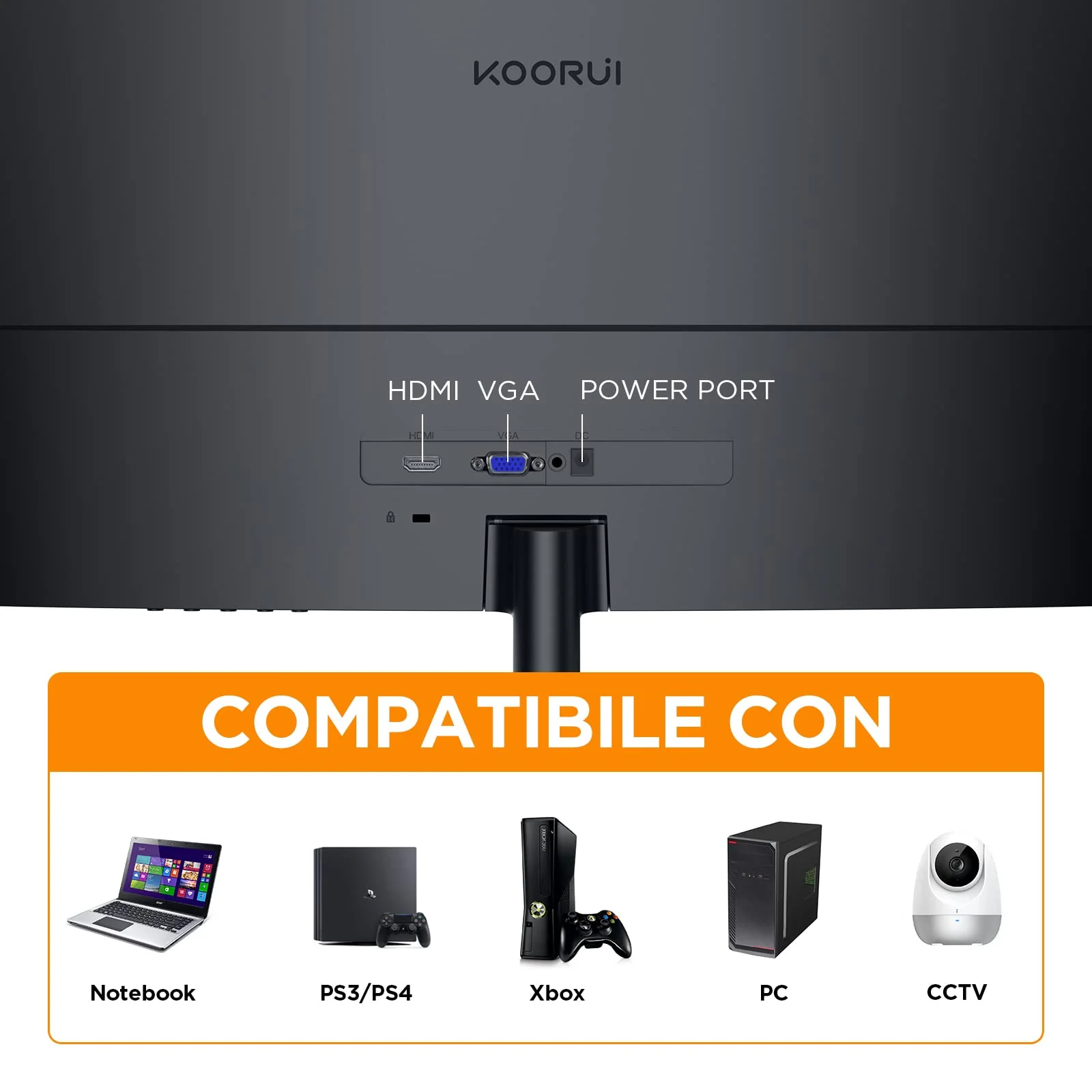 KOORUI Curved Monitor - 27 Zoll FHD Curved Computer Monitor, VA-Panel, 75Hz, Krümmung 1800R, Neigungsverstellung, Augenpflege, HDMI, VGA Gaming Monitor, Schwarz - Image 5