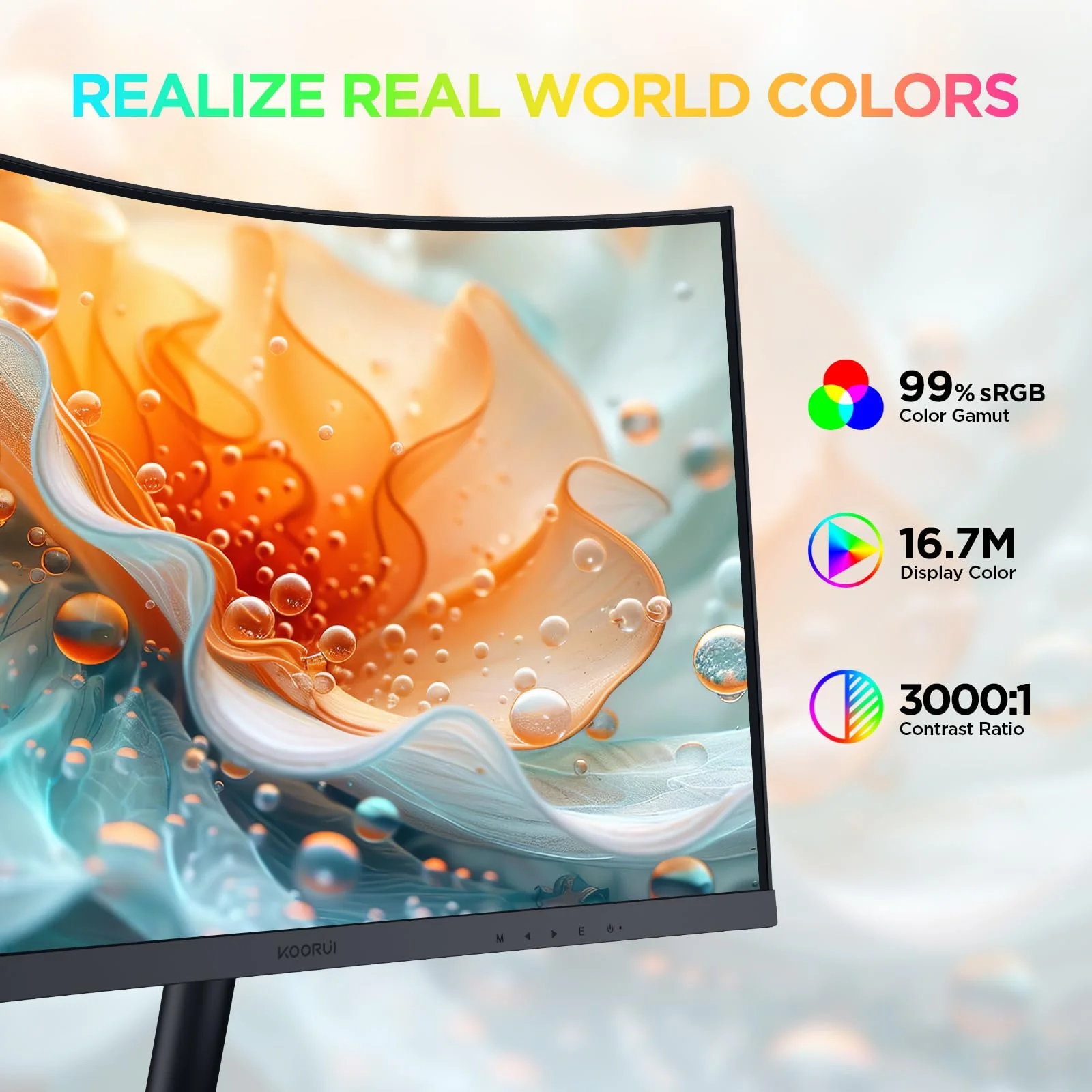 KOORUI Curved Monitor - 27 Zoll FHD Curved Computer Monitor, VA-Panel, 75Hz, Krümmung 1800R, Neigungsverstellung, Augenpflege, HDMI, VGA Gaming Monitor, Schwarz - Image 9