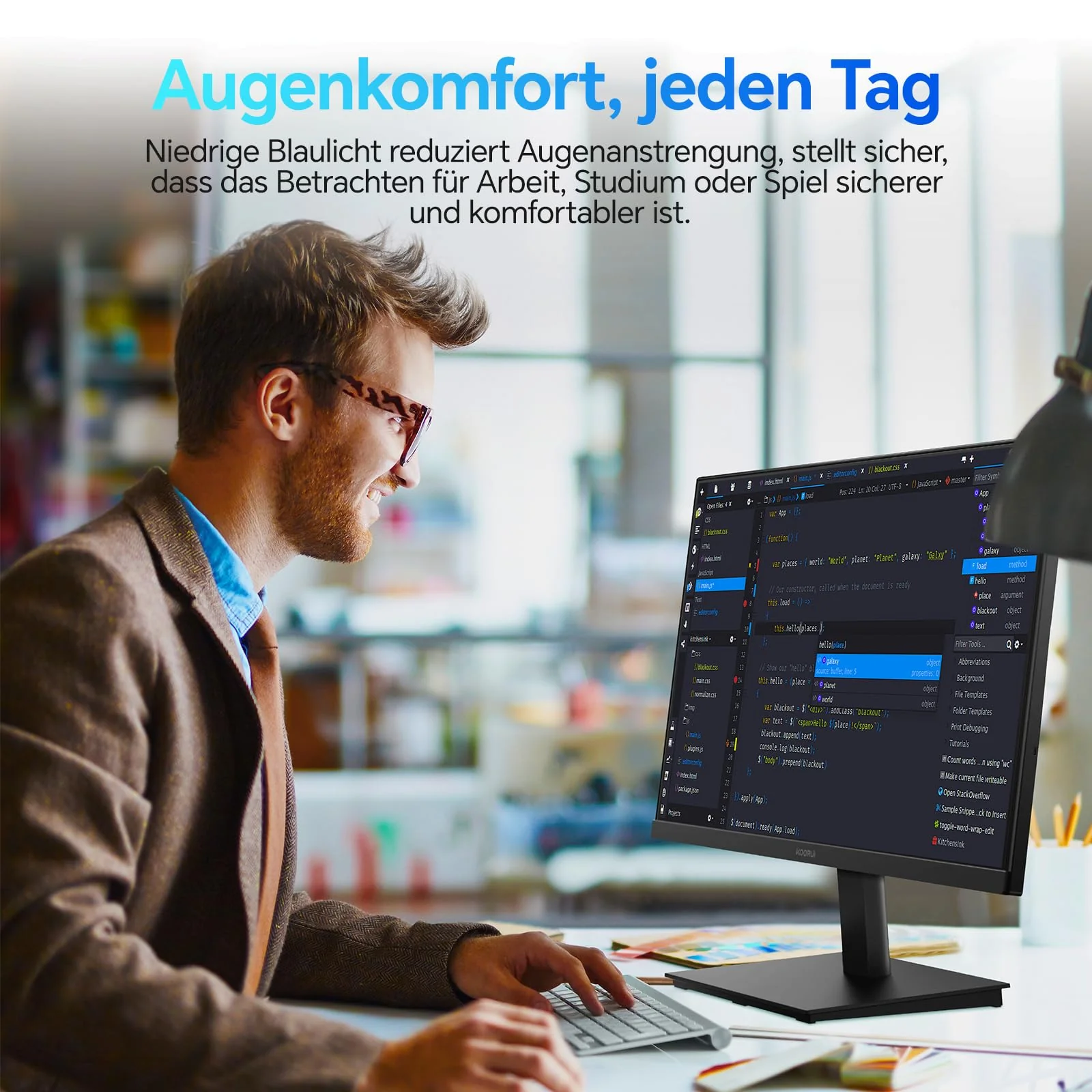 KOORUI E2412F 24 Zoll Monitor, FHD 1920 x 1080 100Hz PC Monitor, HDMI 1.4, Eye Care Bildschirm, 5ms GtG 5° bis 15° neigbar, VESA 100 x 100mm - Image 9