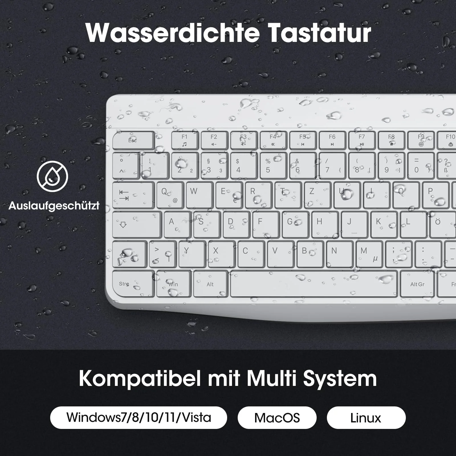 KOORUI Tastatur und Maus Kabellos, Leise Maus Tastatur Set Deutsches Layout QWERTZ mit 12 Funktionstasten 2.4 GHz Tastatur Maus Set für Windows, MacOS, Linux-Weiß (Batterie Nicht Enthalten) - Image 5