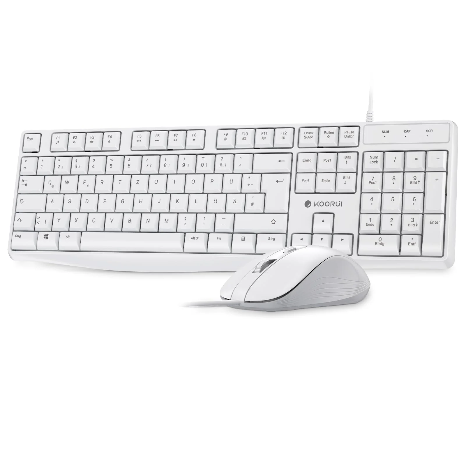 KOORUI Tastatur und Maus,Maus Tastatur Set Deutsches Layout QWERTZ mit 12 Funktionstasten Tastatur Maus Set für Windows,MacOS,Linux-Weiß - Image 5