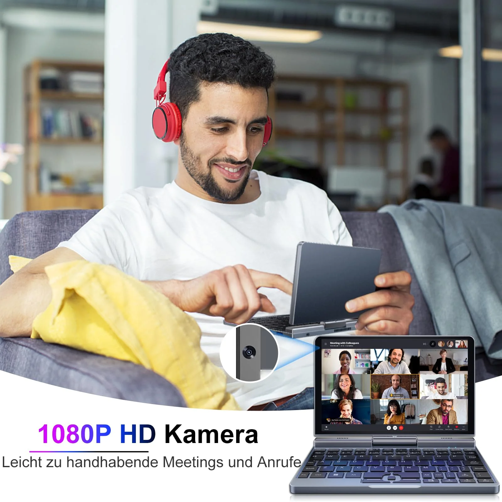 KOOSMILE 8" Touchscreen Laptop, Mini Laptops 2 in 1 Laptop mit Tastatur 12 GB LPDDR5-RAM, 512 GB/1 TB SSD, Wi-Fi 6, BT 5.2, HDMI, 2-MP-Kamera, Convertible Computer (N150-12GB+512GB) - Image 2