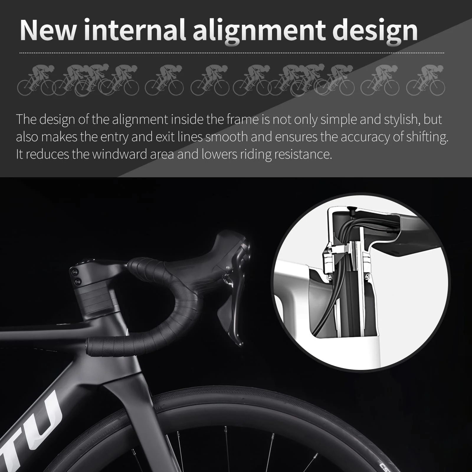 KOOTU Carbon Rennrad, T800 Leichtes Carbonfaser-Rahmen-Rennrad mit 105 R7000 22-Gang-Gruppenschaltung und mechanischer Scheibenbremse für Erwachsene. - Image 5