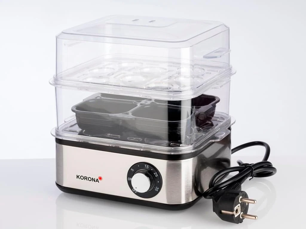 Korona 25303 Edelstahl Mini Dampfgarer und Eierkocher | Kleiner Dämpfer für Gemüse | Profi Kocher für bis zu 16 Eier - Image 2