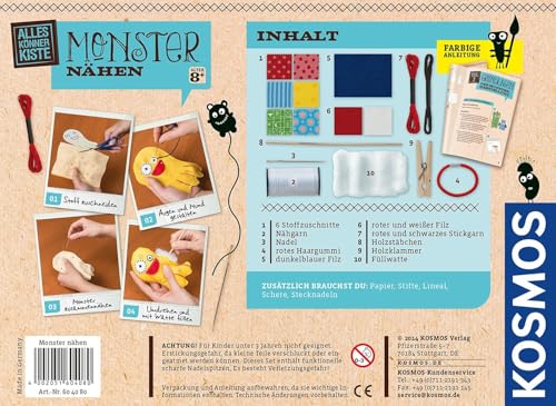 KOSMOS 604080 AllesKönnerKiste Monster nähen für Anfänger – DIYBastelset für Kinder ab 8 Jahren – das ideale Geschenk für den Kindergeburtstag - Image 5