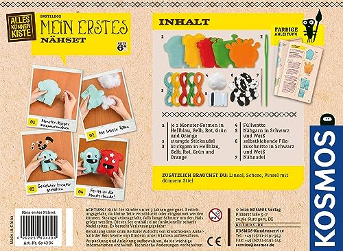 Kosmos 604394 AllesKönnerKiste Mein erstes Nähset Nähen Lernen für Kinder, Bastel-Set, Bastelset für Kinder ab 6 Jahren, Kindergeburtstag, Nähset Kinder, Nähen Kinder - Image 6