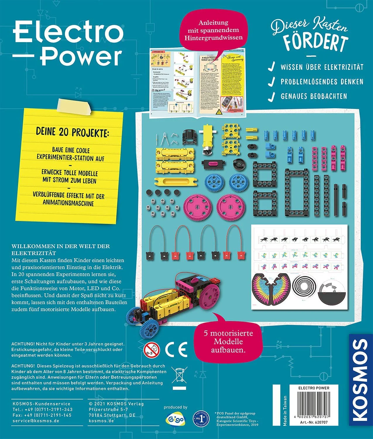 KOSMOS 620707 Electro Power – Einstieg in die Welt der Elektrizität, Amazon Exklusiv, Technik Experimentierkasten für Kinder ab 8 Jahre, Elektronik Baukasten mit 5 motorisierten Modellen - Image 3