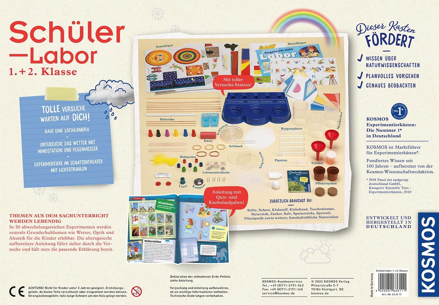 KOSMOS 636111 Schülerlabor 1. und 2. Klasse, Grundschule, spannende Experimente zu Natur und Technik, Lernen mit Spaß, am Lehrplan der Schule orientiert, Experimentierkasten für Kinder ab 6-9 Jahre - Image 2
