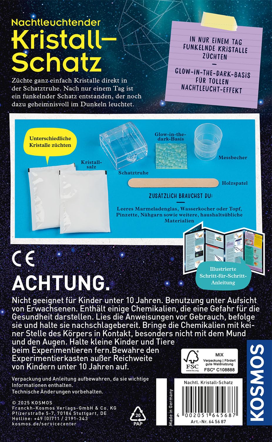 KOSMOS 645687 Nachtleuchtender Kristall Schatz, Kristalle selbst züchten,Experimentieren für Kinder ab 10 Jahre, Mitbringsel, kleines Geschenk - Image 2