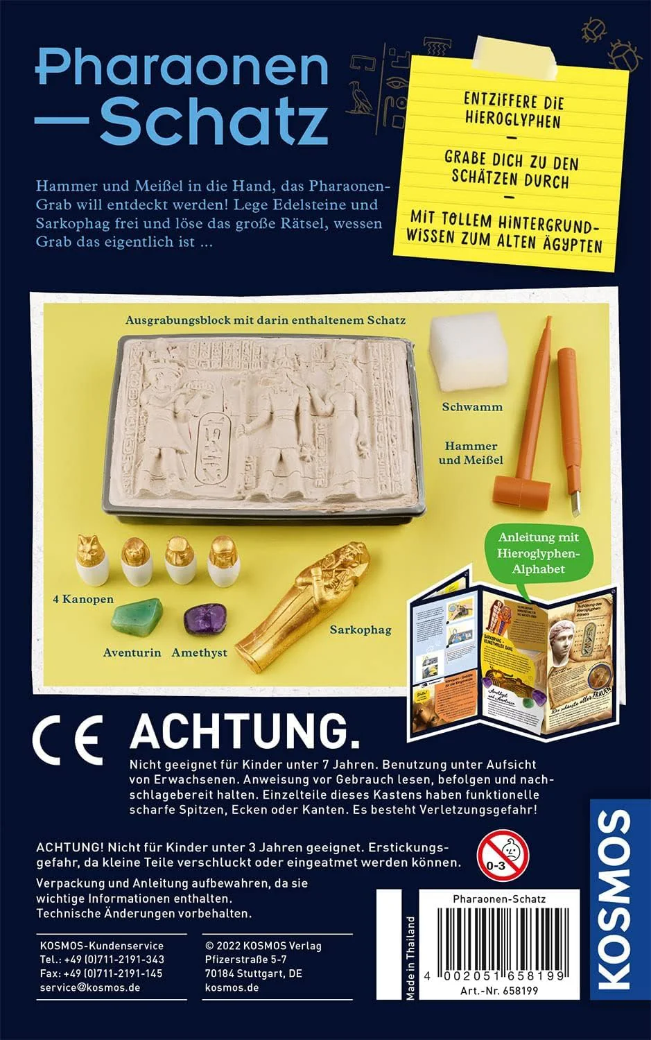KOSMOS 658199 Pharaonen-Schatz, Ausgrabungs-Set, Grabe echte Edelsteine und Sarkophage selbst aus, mit Hammer und Meißel, Experimentierset für Kinder ab 7 Jahre - Image 2