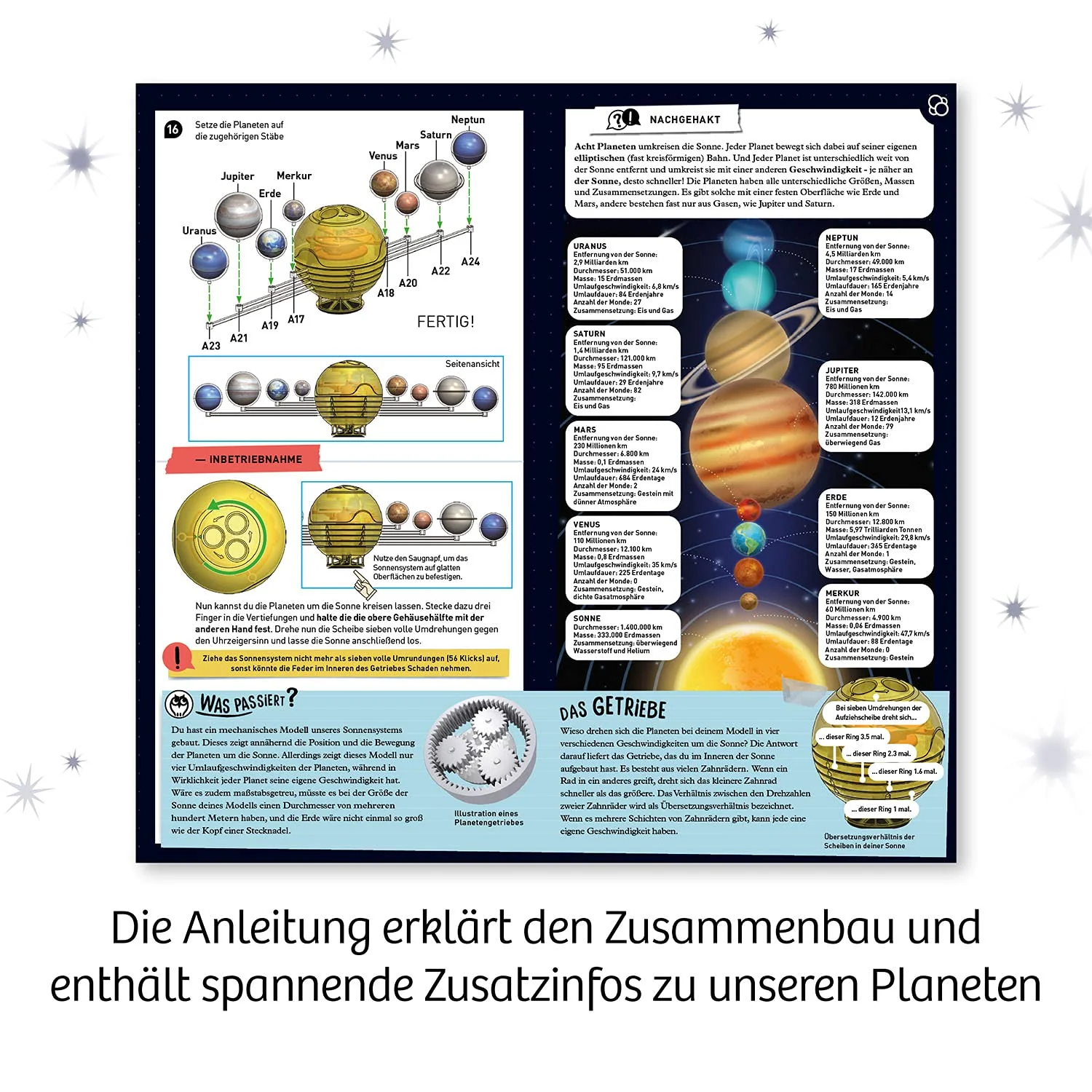 Kosmos 671532 Sonnensystem, Lass die Planeten um die Sonne kreisen, mechanisches Modell, Experimentierkasten für Kinder ab 8-12 Jahre zu Astronomie, Weltall - Image 5