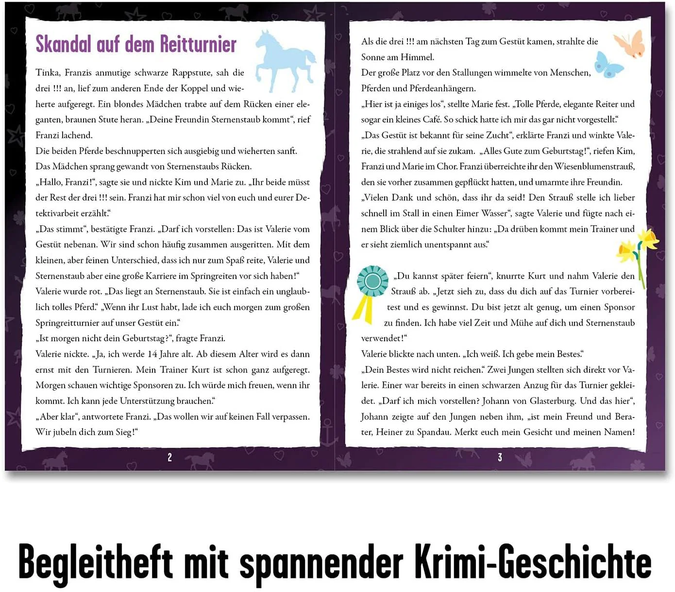 KOSMOS 680725 Krimi Puzzle Die DREI !!! Skandal auf dem Reitturnier, 200 Teile, Leuchtet im Dunkeln, Lesen, Puzzeln, Rätsel lösen, Pferde Puzzle für Kinder ab 8 Jahre - Image 6