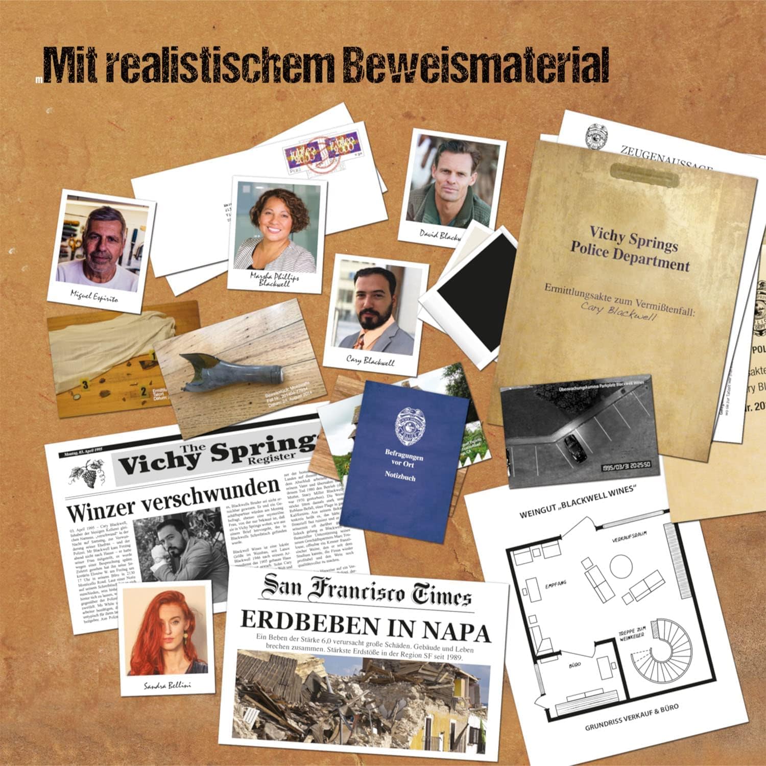 KOSMOS 682163 Murder Mystery Case File - Der Tote im Weinkeller, Krimi-Spiel Set mit Beweismaterial und Hinweisen, löse einen spannenden Kriminalfall, Partyspiel, Gesellschaftsspiel ab 14 Jahre - Image 5