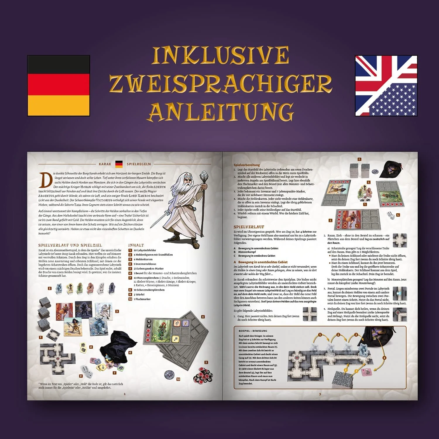 Kosmos 682286 Karak - Das Abenteuer beginnt, spannendes Kinderspiel ab 7 Jahre für 2-5 Personen, Fantasy Abenteuer Spiel, Brettspiel mit Würfeln, deutsche Anleitung, Grey - Image 2
