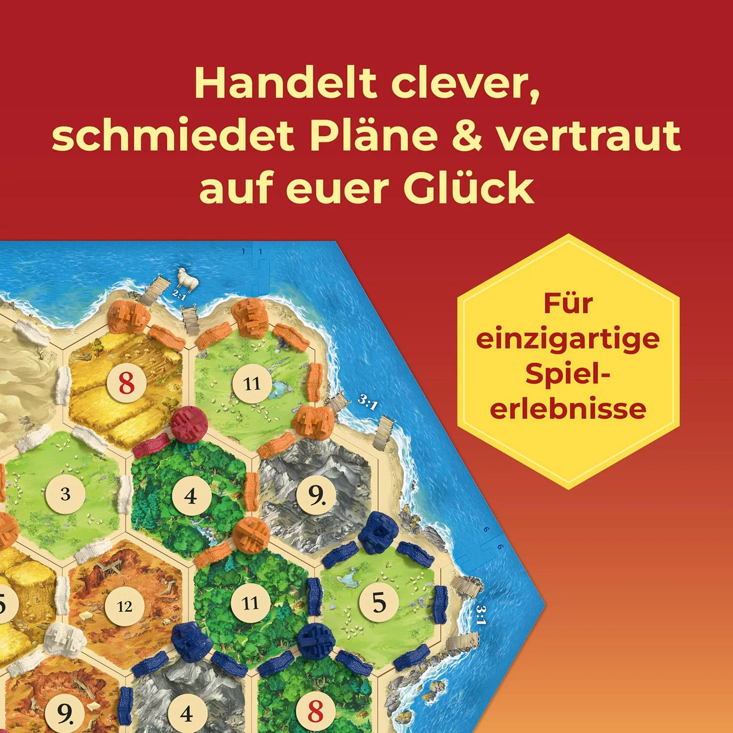 KOSMOS 684655 Catan - Das Spiel, Basisspiel Siedler von Catan, Strategiespiel für 3-4 Personen ab 10 Jahren, Brettspiel-Klassiker, Familienspiel, Gesellschaftsspiel - Image 5