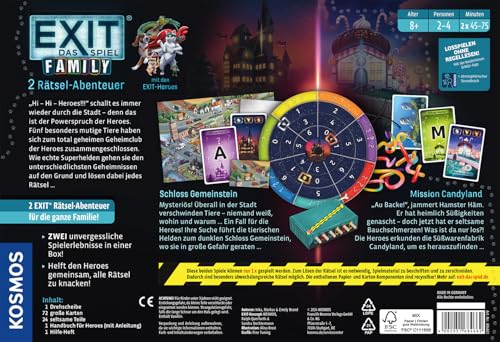 KOSMOS 684662 EXIT® - Das Spiel Family, Zwei Rätselabenteuer Schloss Gemeinstein + Mission Candyland, Escape Room Spiel für die Familie, EXIT Game Familie und Kinder ab 8 Jahre - Image 6