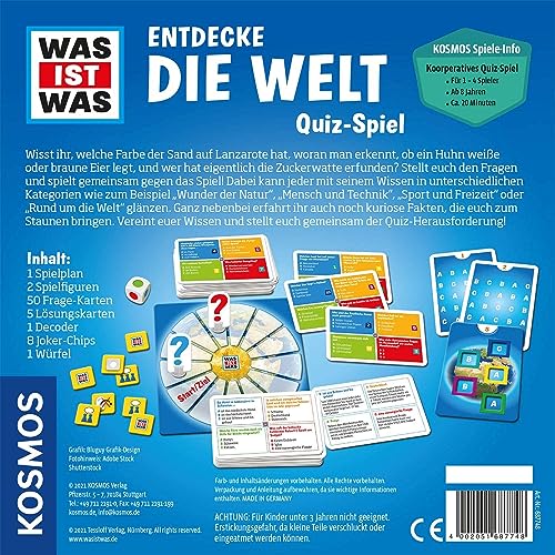 KOSMOS ‎687748 was ist was Entdecke die Welt, Quiz-Spiel, über 300 Quiz-Fragen, kooperatives Wissensspiel für Kinder und Jugendliche ab 8 Jahre, Rate-Spaß, Familienspiel - Image 5