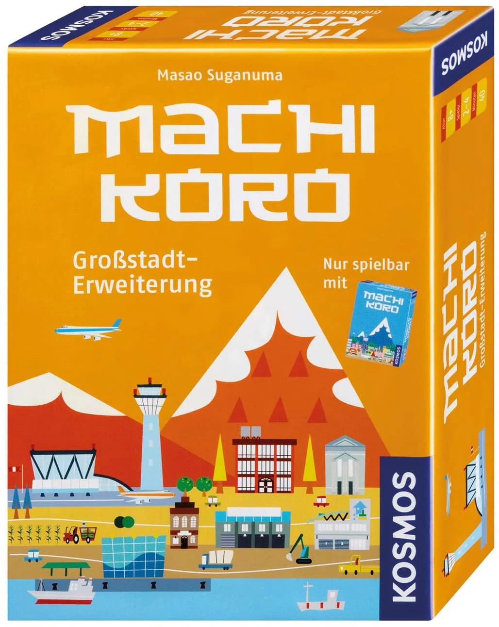 KOSMOS 692568 Machi Koro - Großstadt-Erweiterung, mit neuen Großprojekte, schneller Spielspaß mit einfachen Regeln, für 2-4 Personen ab 8 Jahre
