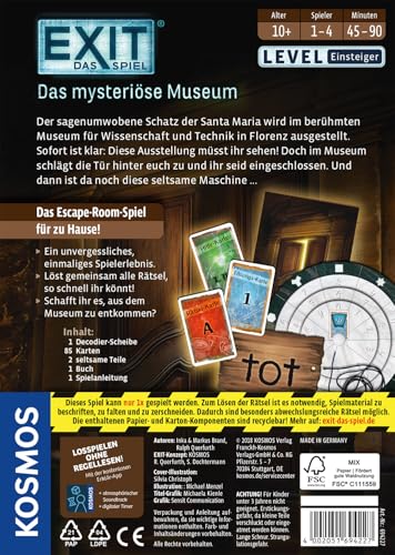 KOSMOS 694227 EXIT - Das Spiel - Das mysteriöse Museum, Level: Einsteiger, Escape Room Spiel, EXIT Game für 1 bis 4 Spieler ab 10 Jahre, EIN einmaliges Gesellschaftsspiel - Image 7