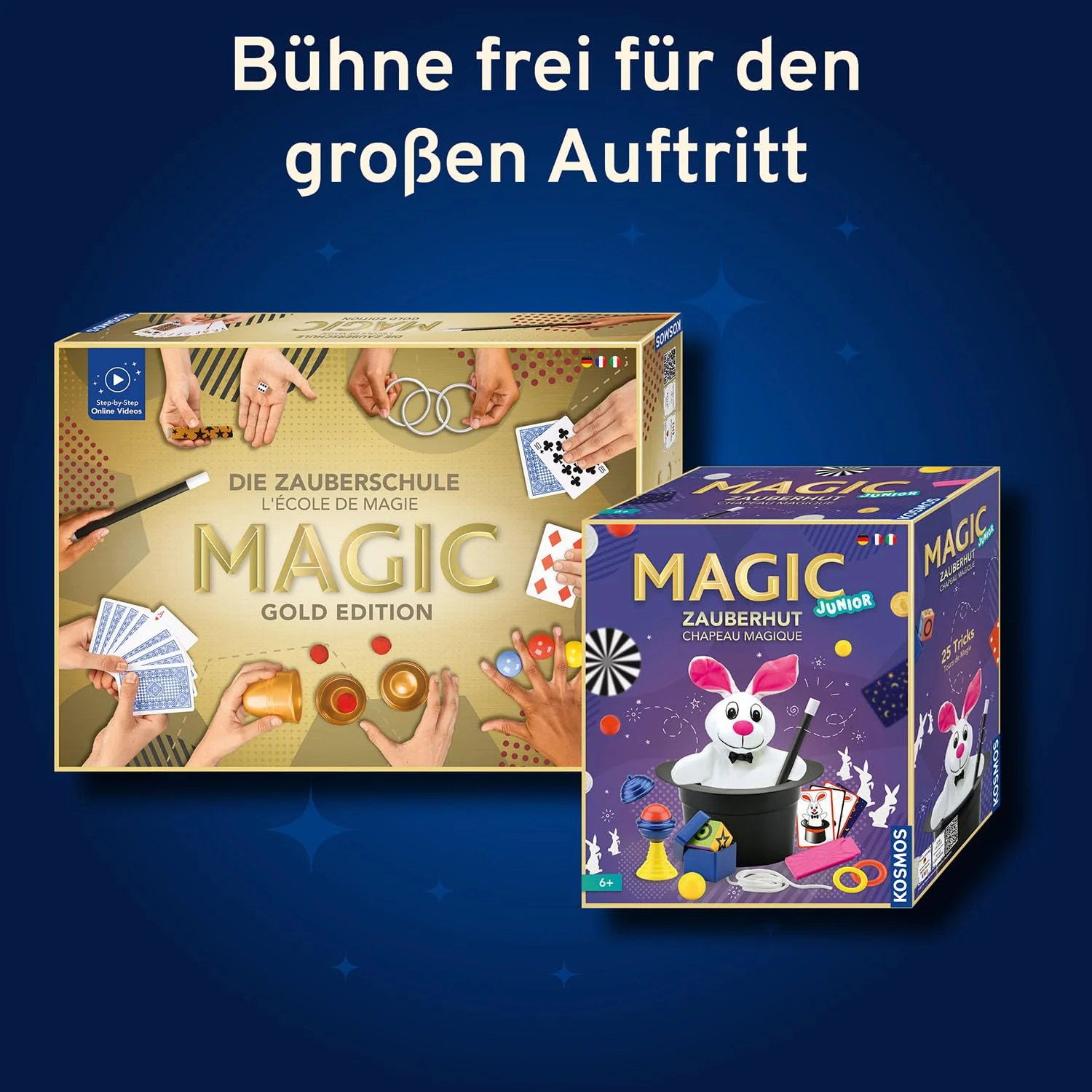 Kosmos 694319 Magic Die Zauberschule - Gold Edition, 75 Zaubertricks und Illusionen, 18 Zauberutensilien, innovatives Anleitungskonzept DREI Schwierigkeitsstufen, Zauberkasten für Kinder ab 8 Jahre - Image 2