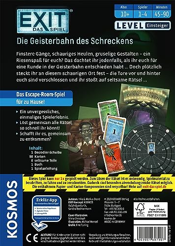 KOSMOS 697907 EXIT - Das Spiel - Die Geisterbahn des Schreckens, Level: Einsteiger, Escape Room Spiel, EXIT Game für 1 bis 4 Spieler ab 10 Jahre, EIN einmaliges Gesellschaftsspiel - Image 7