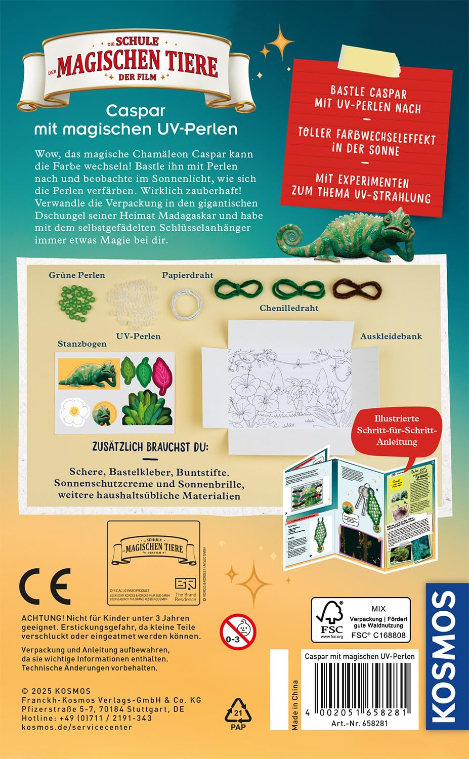 Kosmos Die Schule der magischen Tiere - Caspar mit magischen UV-Perlen, Bastel-Set aus UV-Perlen mit Farbwechsel-Effekt, Experimente zum Thema UV-Strahlung, Experimentierkasten für Kinder ab 8 Jahre - Image 2