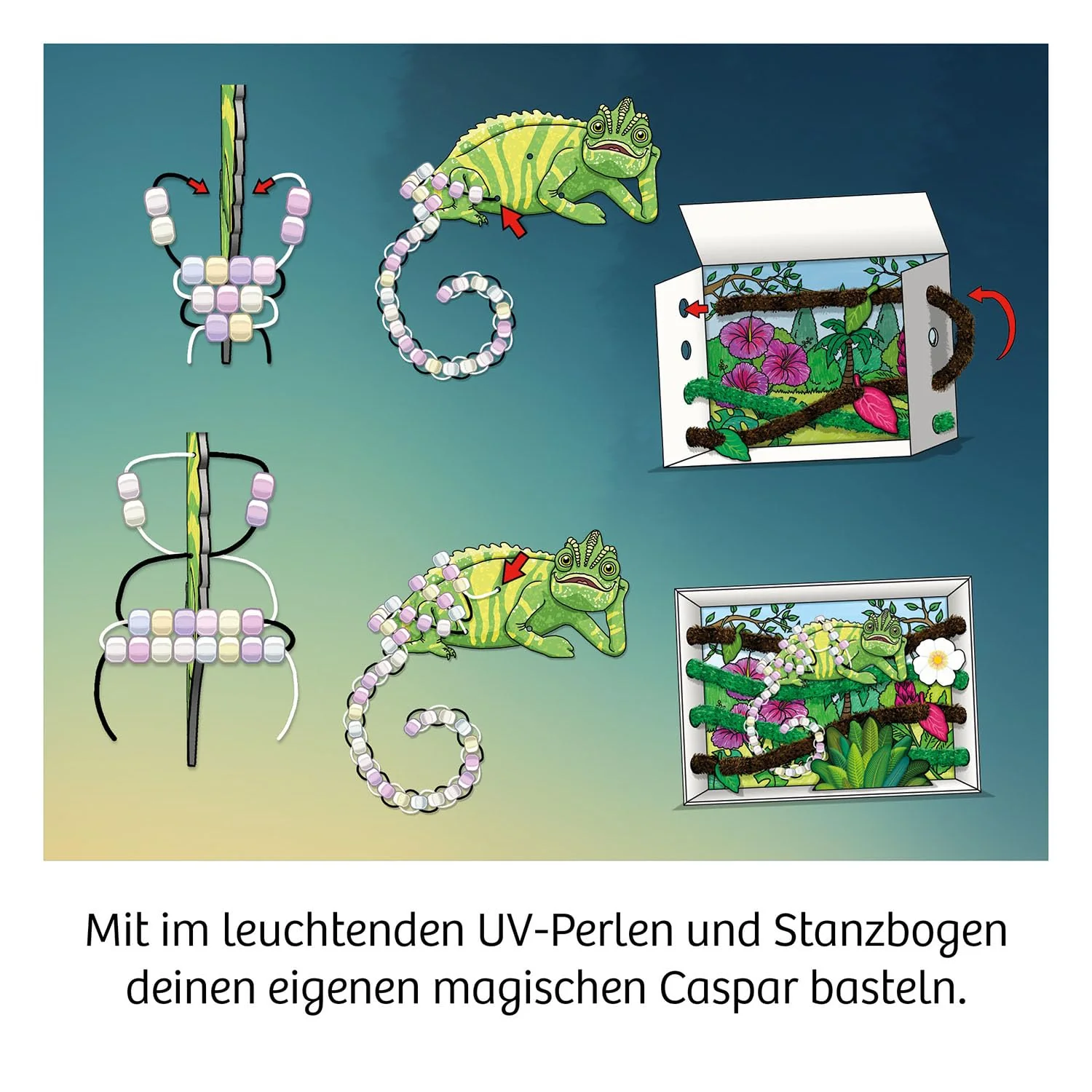 Kosmos Die Schule der magischen Tiere - Caspar mit magischen UV-Perlen, Bastel-Set aus UV-Perlen mit Farbwechsel-Effekt, Experimente zum Thema UV-Strahlung, Experimentierkasten für Kinder ab 8 Jahre - Image 5