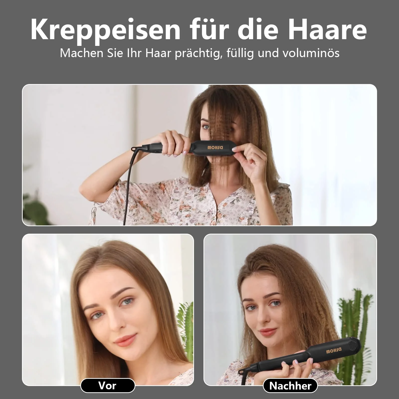 Kreppeisen für die Haare DSHOW Keramik Crimping iron for Hair Glätteisen Haarglätter Kreppeisen und Schnellaufheizung für Glattes und Crimper Haar (Schwarz) - Image 6
