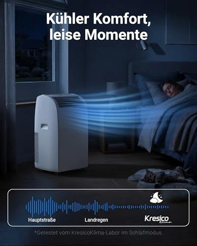 KresicoKlima Mobile Klimaanlage 12000 BTU, Klimaanlage mobil mit Abluftschlauch, Mobiles Klimagerät mit Abluftschlauch für Räume bis zu 43m²/120m³, Klimagerät mit Timer, R290, weiß - Image 4