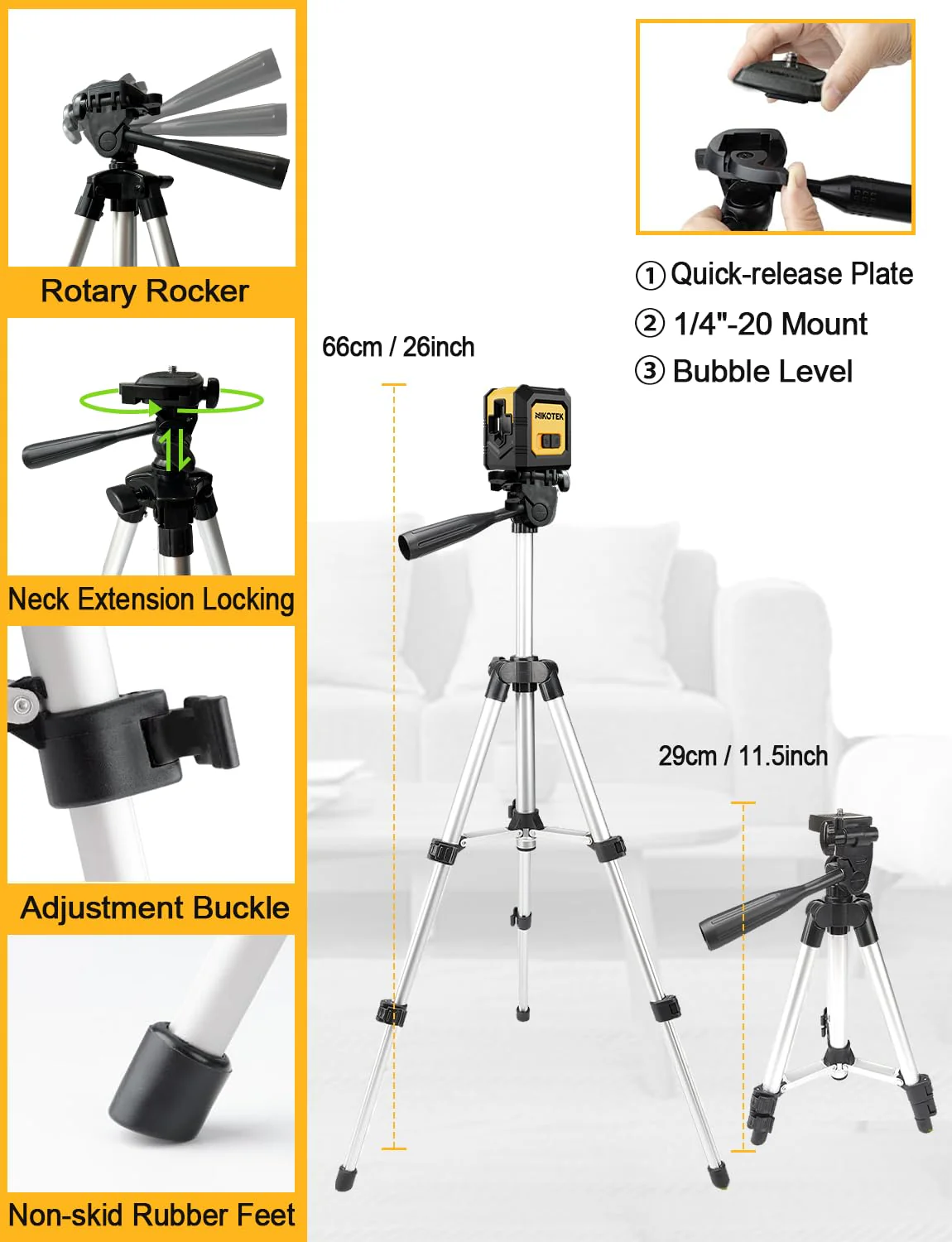 Kreuzlinienlaser, NIKOTEK Laser Wasserwaage (Vertikale/Horizontale Laser, Arbeitsbereich: 15 m, IP54, 2 x AA Batteriem, Schutztasche), Für Baustellen/Inneneinrichtung/DIY (Grün GT) - Image 6