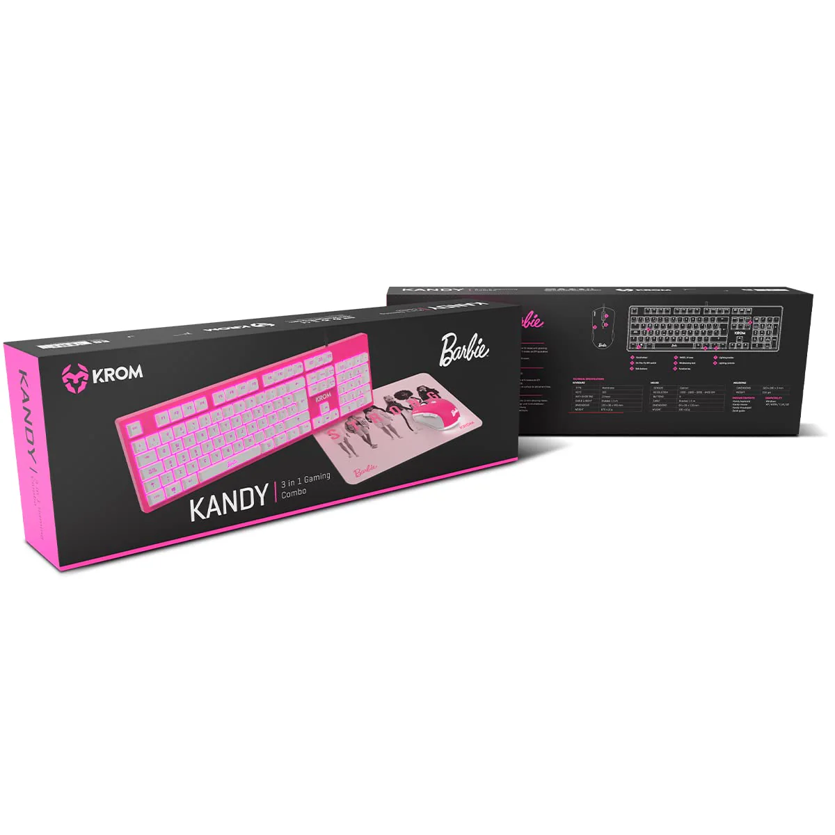 KROM Maus und -Mausunterlage Barbie Edition Kandy - Weiße LED-Membrantastatur, Maus optischem Sensor 6400 DPI, Mause-Matte hat eine Gummibasis, Italienisch Layout, pink - Image 15