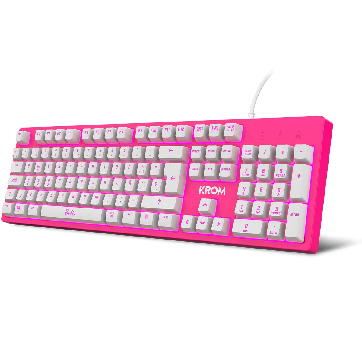 KROM Maus und -Mausunterlage Barbie Edition Kandy - Weiße LED-Membrantastatur, Maus optischem Sensor 6400 DPI, Mause-Matte hat eine Gummibasis, Italienisch Layout, pink - Image 2