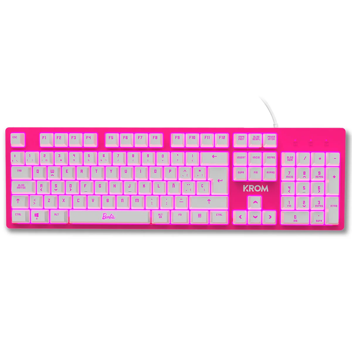 KROM Maus und -Mausunterlage Barbie Edition Kandy - Weiße LED-Membrantastatur, Maus optischem Sensor 6400 DPI, Mause-Matte hat eine Gummibasis, Italienisch Layout, pink - Image 3