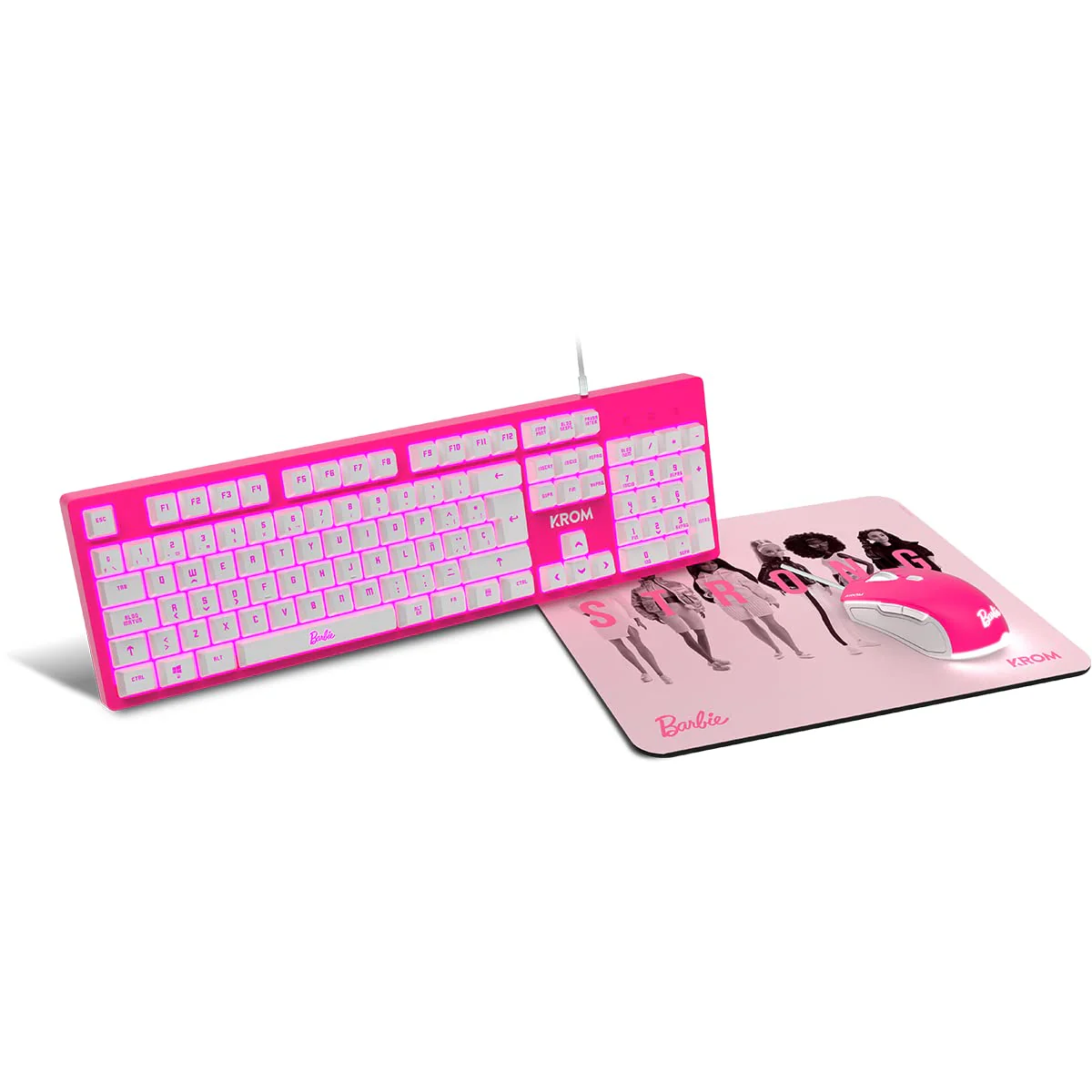 KROM Maus und -Mausunterlage Barbie Edition Kandy - Weiße LED-Membrantastatur, Maus optischem Sensor 6400 DPI, Mause-Matte hat eine Gummibasis, Italienisch Layout, pink - Image 8