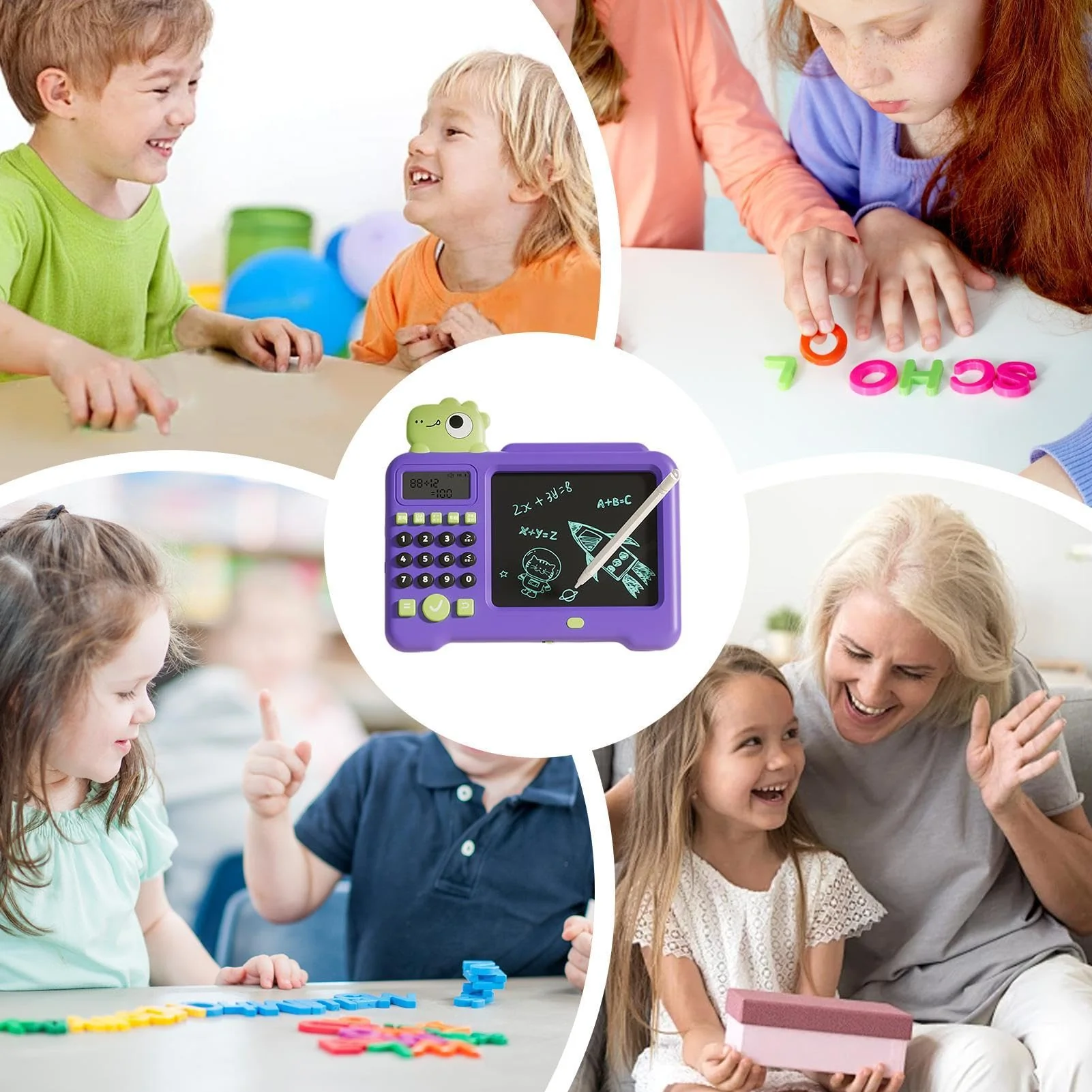 Krujecnt LCD-Schreibtablett für Kinder, Handschriftspielzeug für Kinder | Kinder 2-in-1-Schreibtablett LCD-Elektrospielzeug,Löschbarer Zeichenblock National Learning Doodle Board Lernspielzeug für - Image 3