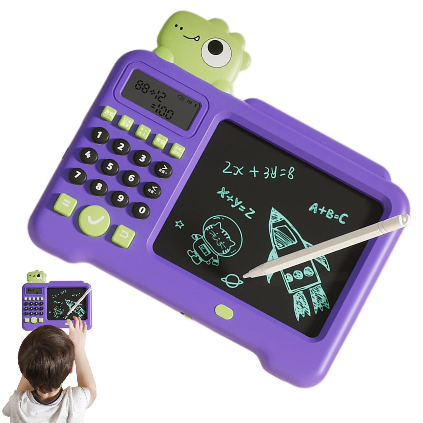 Krujecnt LCD-Schreibtablett für Kinder, Handschriftspielzeug für Kinder | Kinder 2-in-1-Schreibtablett LCD-Elektrospielzeug,Löschbarer Zeichenblock National Learning Doodle Board Lernspielzeug für - Image 5